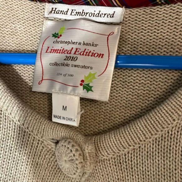 Christopher & Banks Limited Edition Hand Embroidered Collectible Cardigan Sweate - Picture 2 of 6
